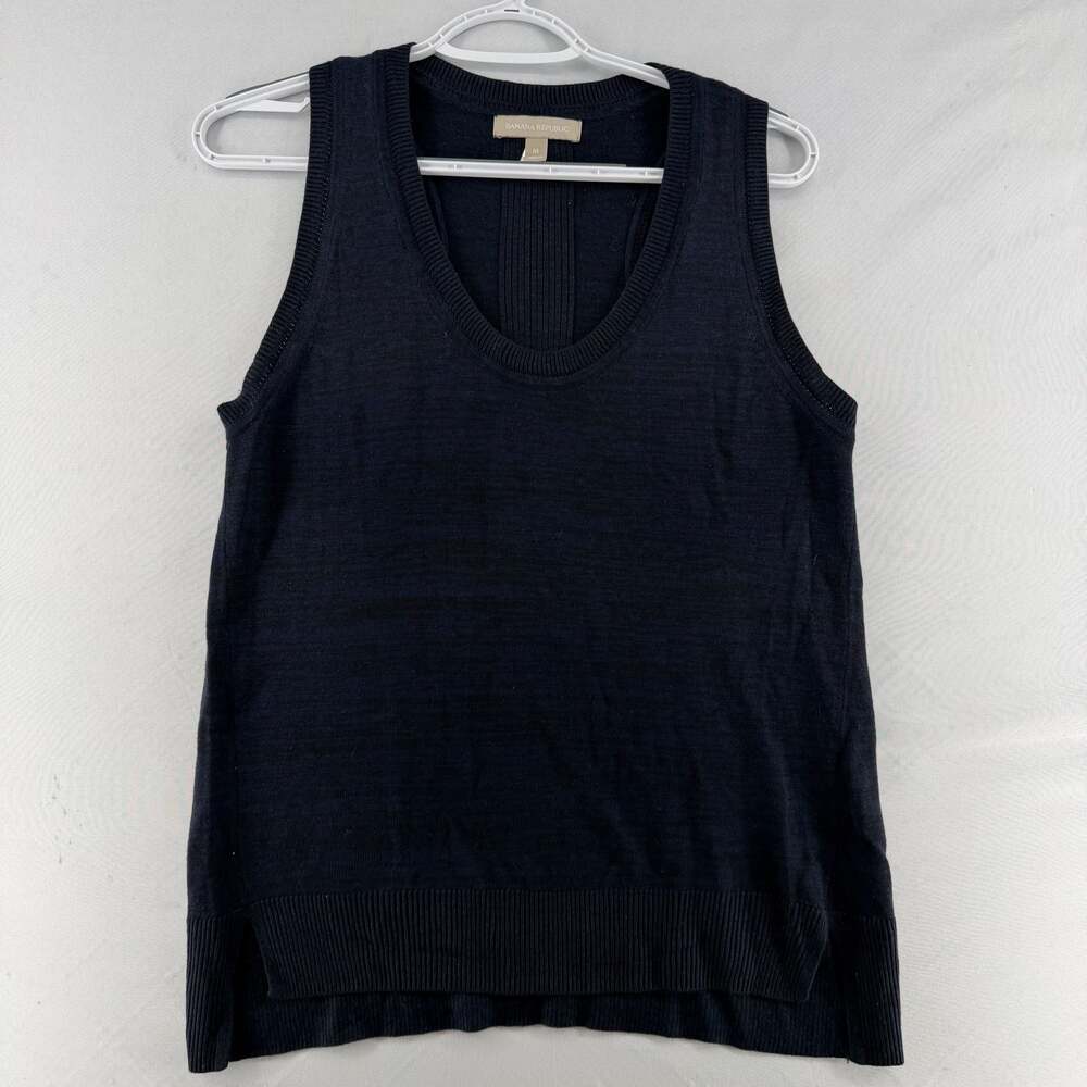 0355 WS- Banana Republic Black Ribbed Knit Tank Top